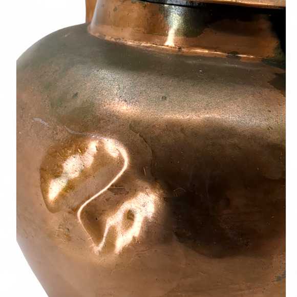 Dovetail Copper Tea Kettle Cramp Seam Antique Copper Handle Marked 4 Coppersmith - Picture 7 of 14